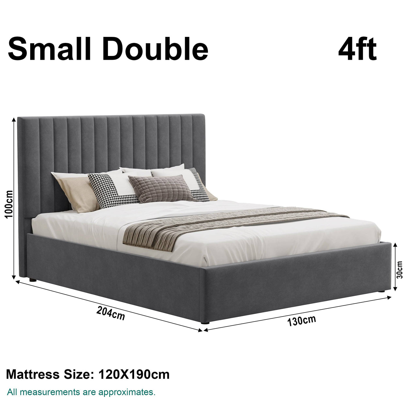 Blisswood Velvet Quilted Vertical Line Ottoman Storage Bed With Mattress