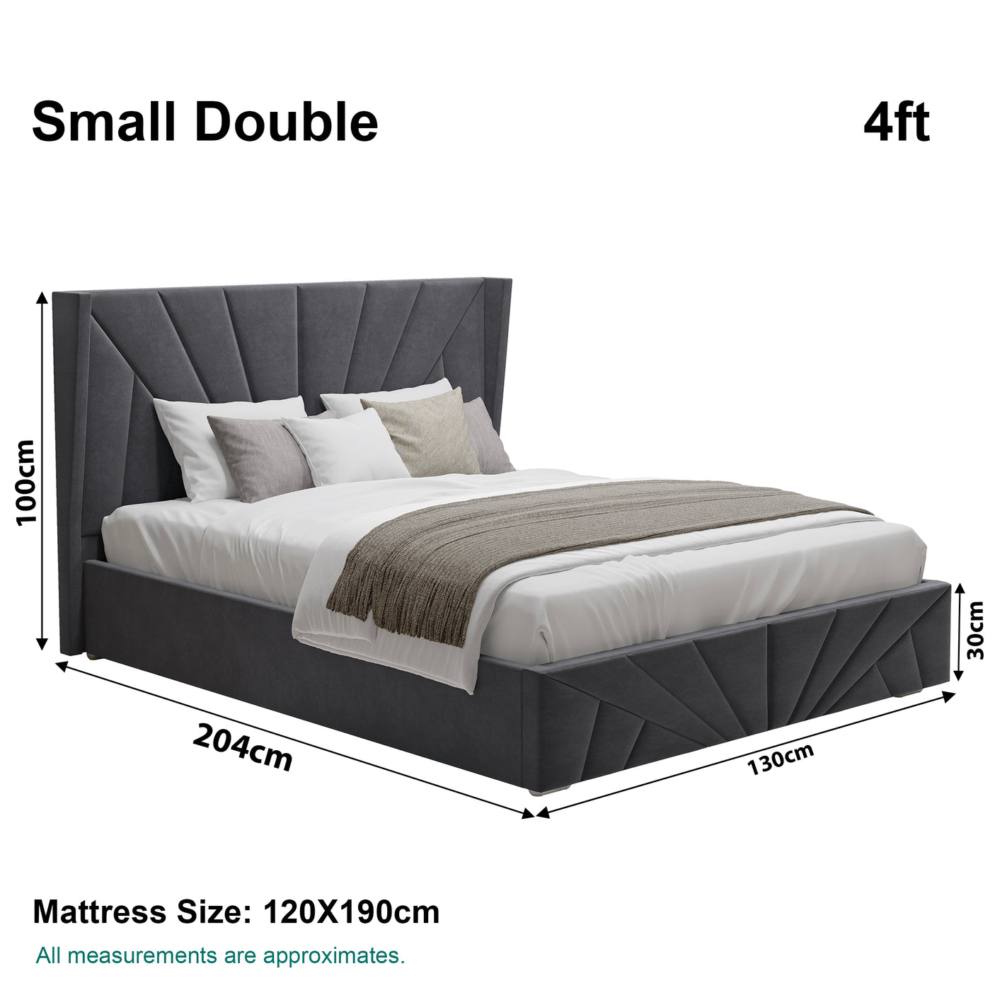 Velvet Ottoman Storage Bed - Sunrise Ottoman Bed Frame