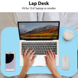 Smaller lap desk, designed to fit a 15.6" laptop or smaller, offering comfort and portability.