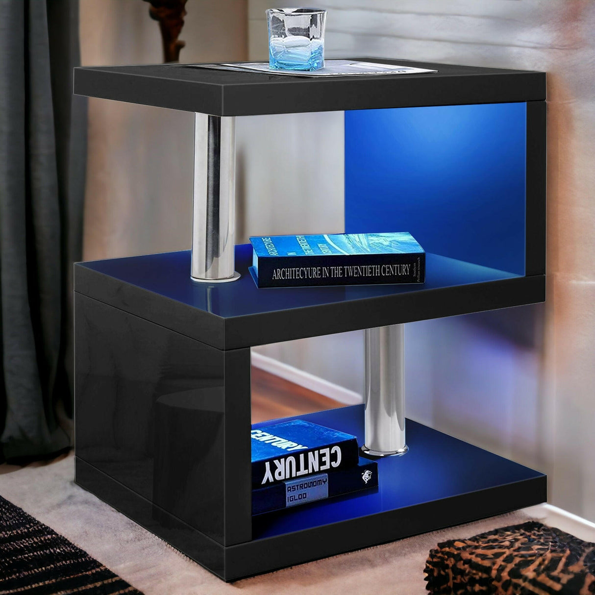 Sofa side table with storage, perfect for holding small lamps, books, tray & mobile.