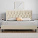 Blisswood Chesterfield bed frame in cream velvet with adjustable headboard, shown in a modern bedroom setup for luxury and comfort.
