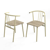 [Sonoma Oak] Torvi dining chairs pair on white background showing front and rear views of cream metal spindle-back arm chair with oak-effect wood seat