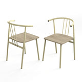 [Sonoma Oak] Torvi dining chairs pair on white background showing front and rear views of cream metal spindle-back arm chair with oak-effect wood seat