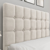 Headboard bed with a comfortable mattress, offering style and support for a restful sleep.