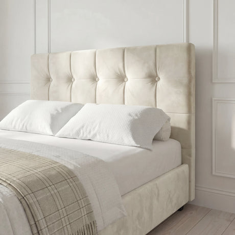 Headboard bed with a comfortable mattress, offering style and support for a restful sleep