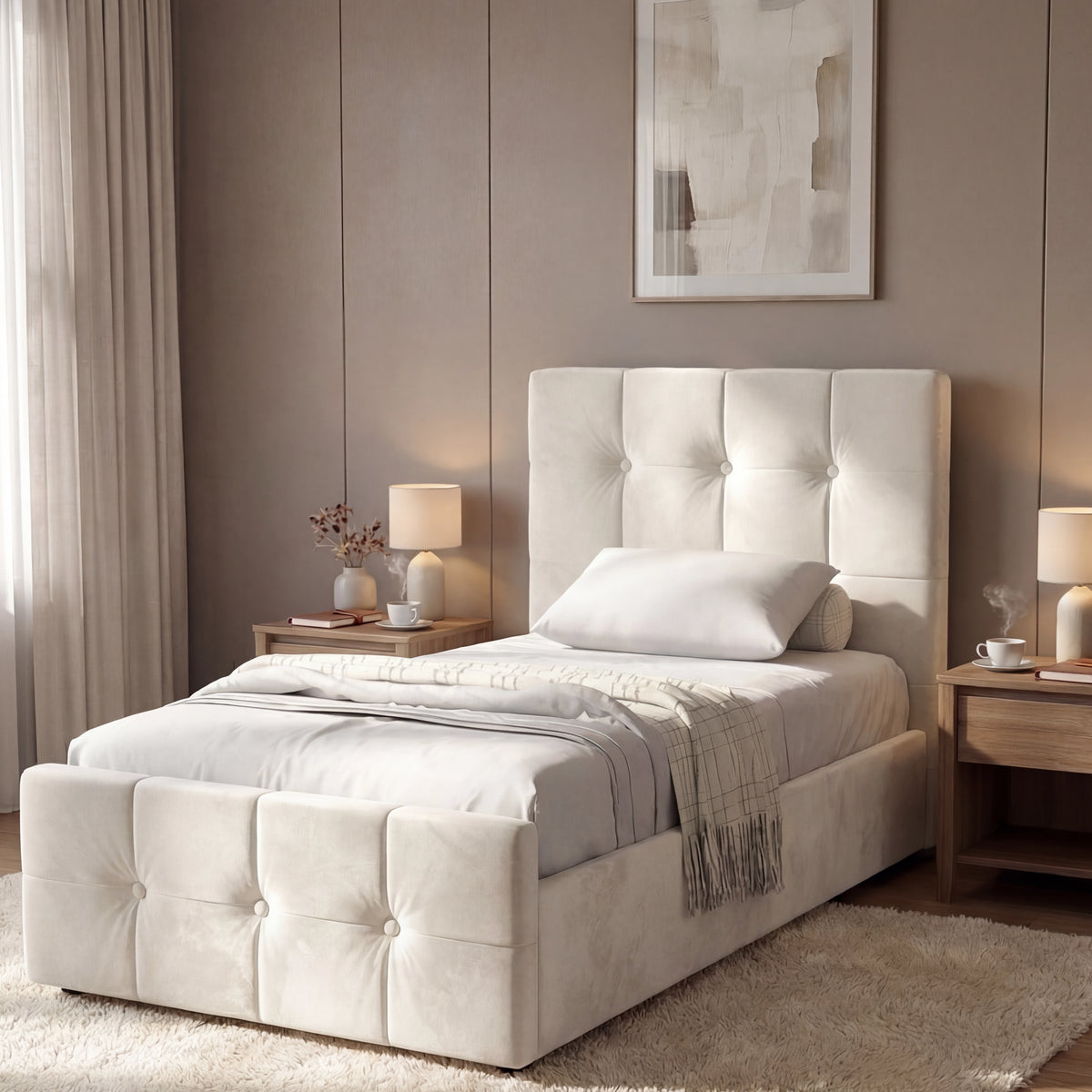 Square Ottoman Storage Bed Velvet Ottoman Bed Frame Single