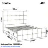 [Double | Dark Grey]  Dimension diagram for double 4ft6 bed showing 151cm width 206cm length and 113cm headboard height