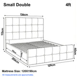[Small Double | Dark Grey] Dimension for small double 4ft bed showing 136cm width 206cm length and 113cm headboard height