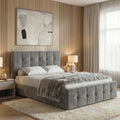 Square Velvet Ottoman Storage Bed Small Double Grey