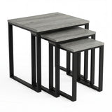 [Grey] Stackora set of 3 nesting tables angled view in a living room with sofa and accessories on grey tops