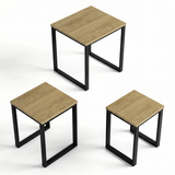 [Oak] Stackora set of 3 nesting tables fully separated on white background showing all three individual sizes