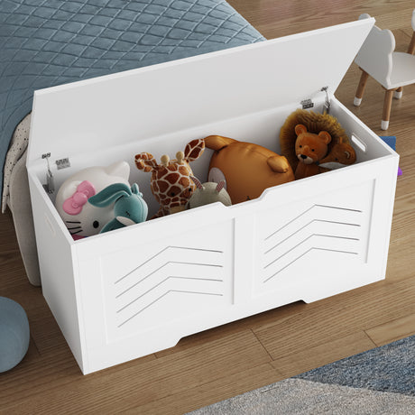 Storage Chest - Wooden Box With Lid For Blankets, Clothes  or Toys