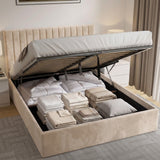 Vertical Line Ottoman Storage Bed - Velvet Ottoman Bed Frame