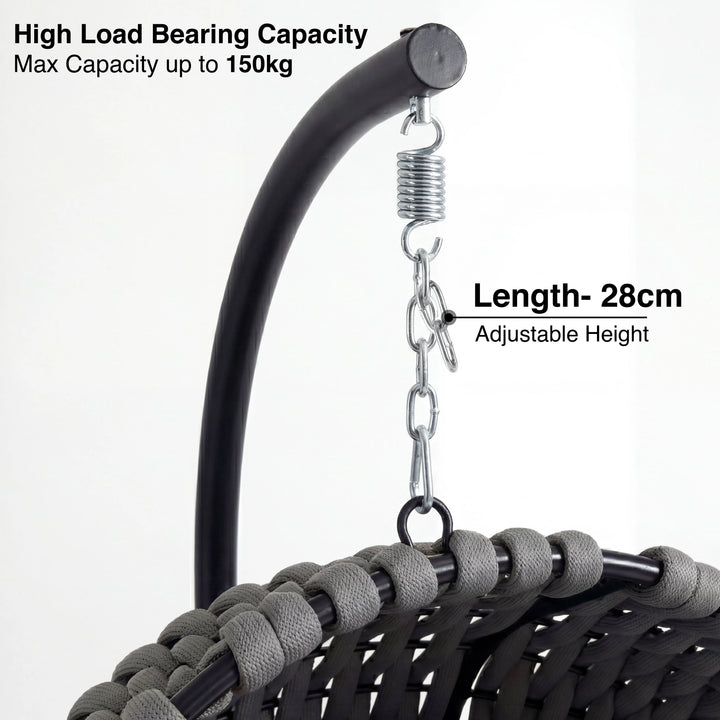 [Grey] Chain and spring detail for light grey hanging egg chair, 28cm adjustable height and 150kg load