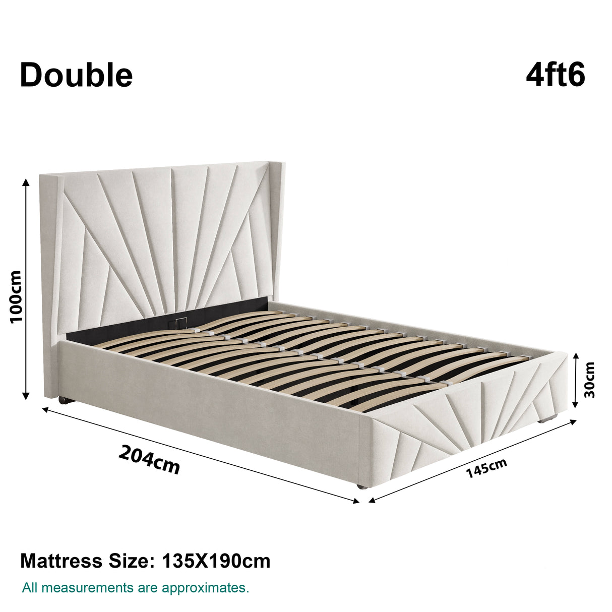 Velvet Ottoman Storage Bed - Sunrise Ottoman Bed Frame