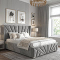 Sunrise Velvet Ottoman Storage Bed Dark Grey Small Double