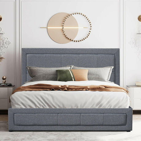 Super king size bed ottoman with upholstered headboard and luxurious bedroom decor.