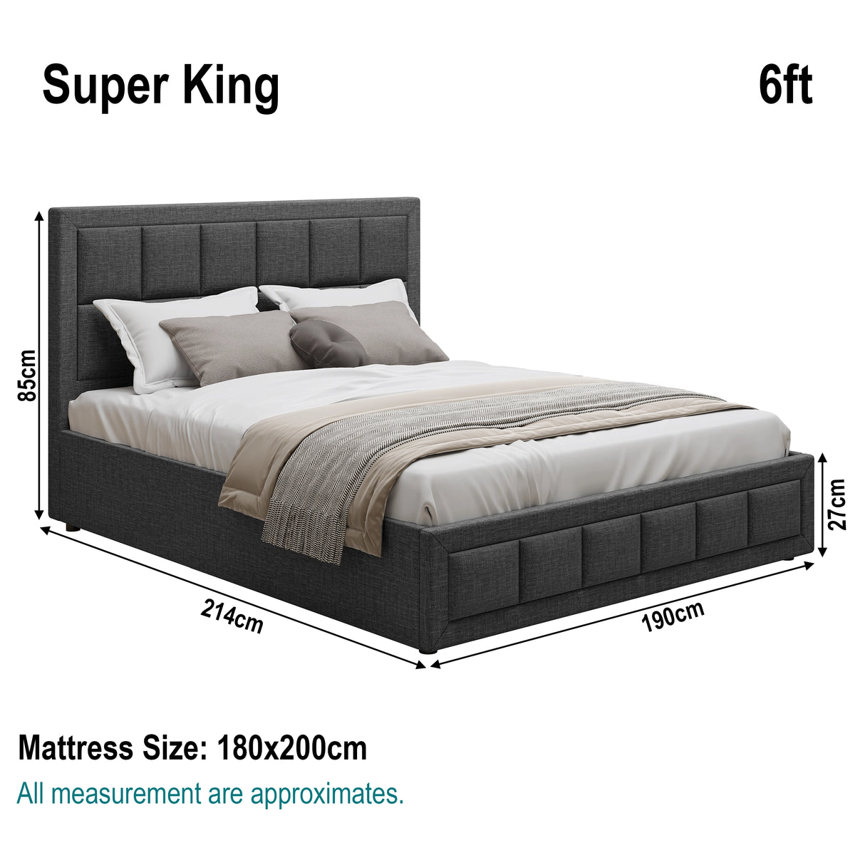 Blisswood Super King Size Ottoman Bed Frame With Storage
