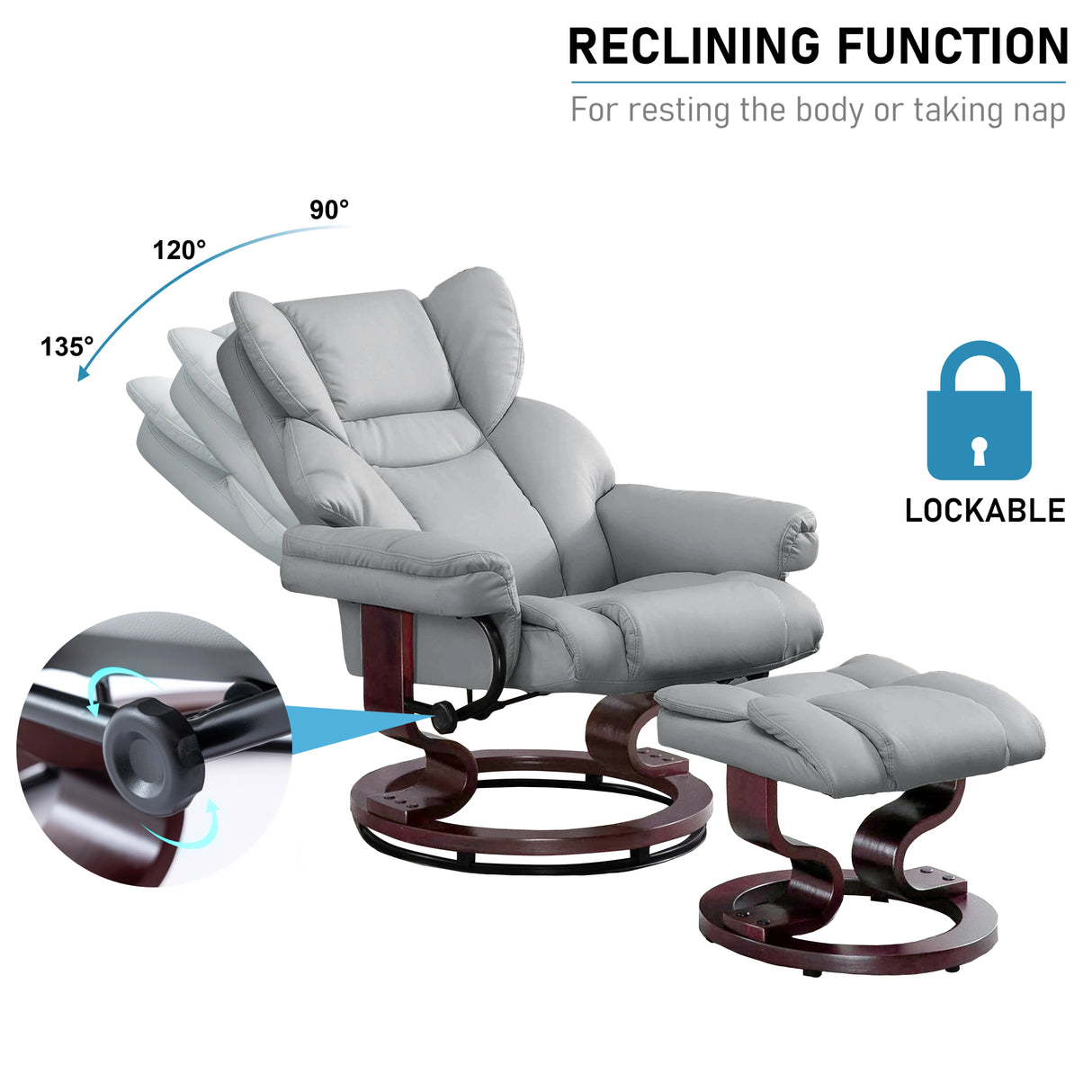 Swivel Recliner Chair With Footstool