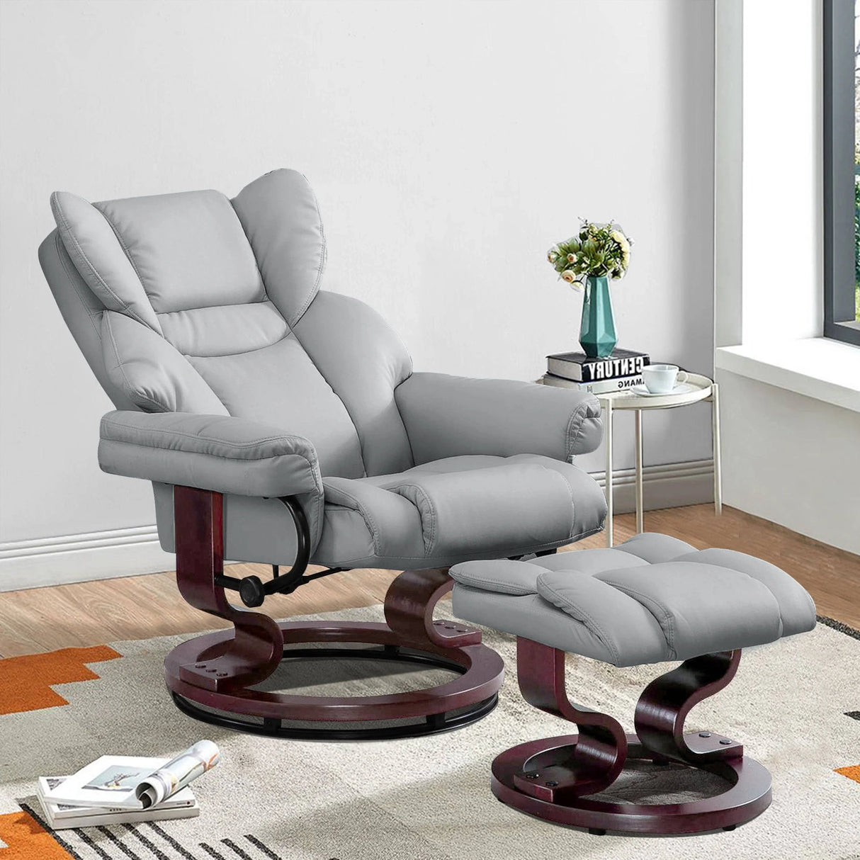 Swivel Recliner Chair With Footstool