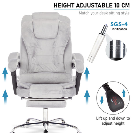 Swivel recliner chair UK with 10cm height adjustment, ergonomic design, and velvet upholstery.