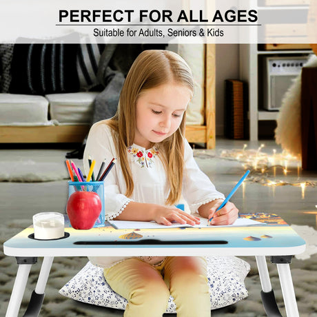 Table desk for laptop, perfect for all ages, offering a comfortable and functional design.