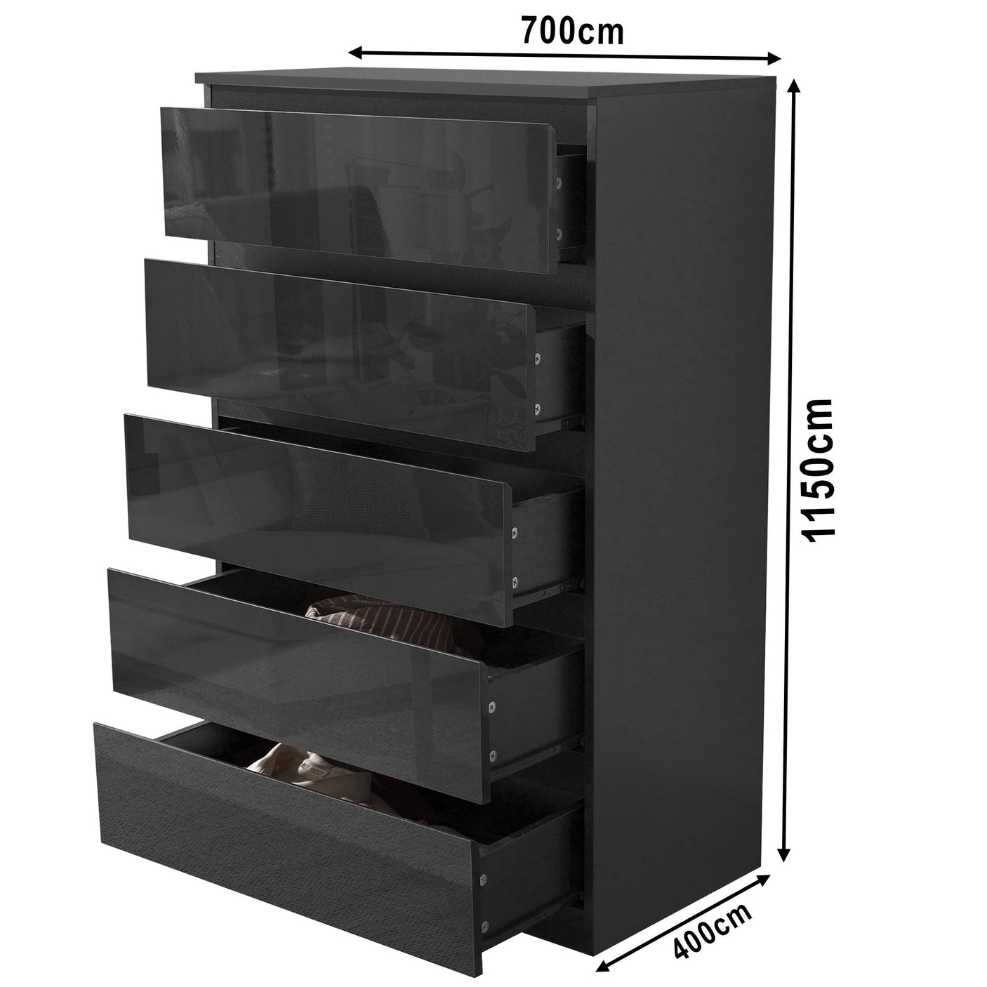 Tall bedroom chest of drawers – Dimensions included for perfect fit.
