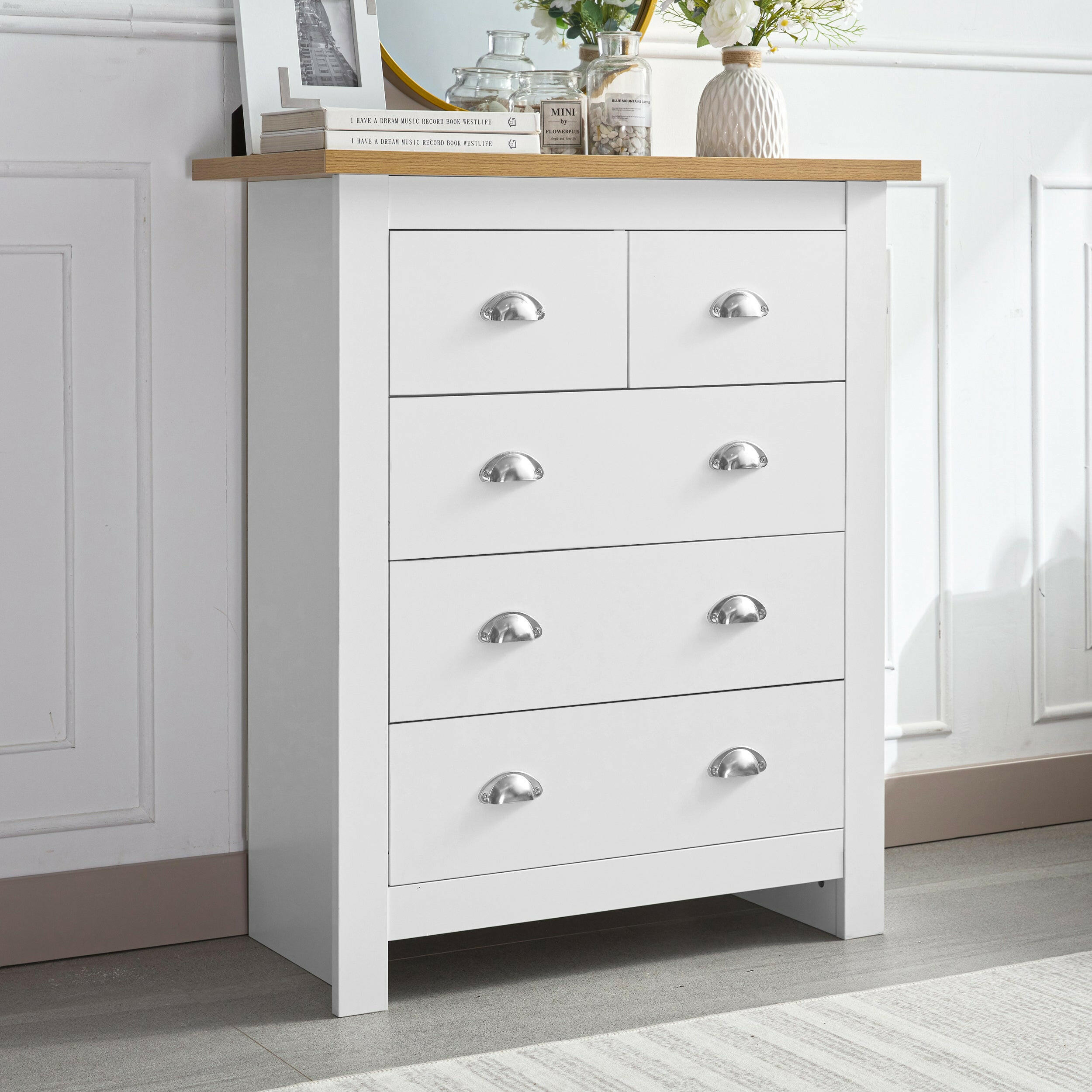 Tall Chest of Drawers White – Sleek and modern storage unit, perfect for maximizing space.