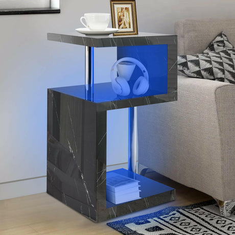 Tall side table for living room with stainless steel pipe, offering a sleek, modern design.