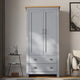 Tall wardrobes UK with 2 drawers in grey colors, providing stylish and functional storage.
