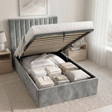 Vertical Line Ottoman Storage Bed - Velvet Ottoman Bed Frame