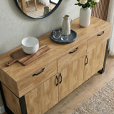 Ironmere Mango Wood Effect 3 Door Sideboard Cabinet