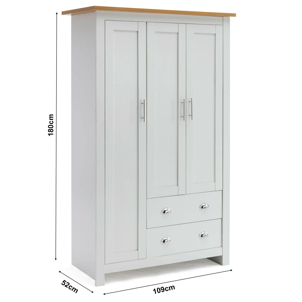 Triple wardrobe in white, offering spacious storage for clothing and accessories in style.