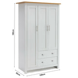 Triple wardrobe in white, offering spacious storage for clothing and accessories in style.