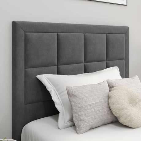 Grey headboard ottoman bed, combining style with hidden storage for convenience.