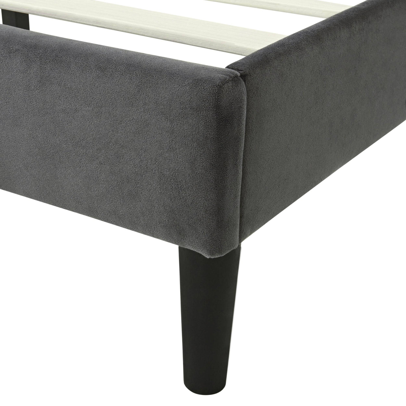 Blisswood Chesterfield Bed Frame - Luxurious Velvet Grey Upholstery, Adjustable Headboard