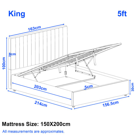 Diagram of a King size bed with dimensions labeled