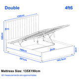 Diagram of a double bed with dimensions labeled