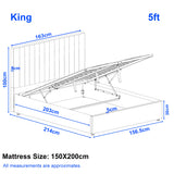 Diagram of a King size bed with dimensions labeled