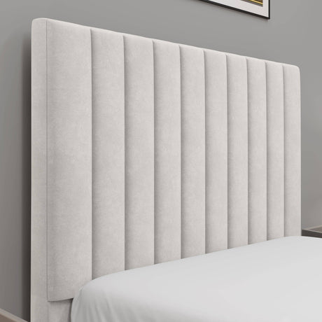 Modern beige velvet vertical line headboards, offering comfort and contemporary design for stylish bedrooms.






