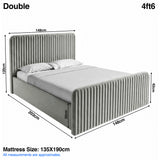 [Light Grey | Double] Bed dimensions: frame 148W x 203L x 120H cm, footboard H62cm, & mattress base H35cm