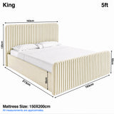 [Beige | King] Bed dimensions: frame 163W x 213L x 120H cm; footboard H62cm, & mattress base H35cm; mattress 150 x 200 cm