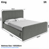 [Grey | King] Bed dimensions: frame 163W x 213L x 120H cm; footboard H62cm, & mattress base H35cm; mattress 150 x 200 cm