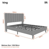 [King | Grey] Dimensions diagram showing 159cm width and 198cm length with 104cm headboard height