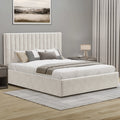 Vertical Line Ottoman Storage Bed - Velvet Ottoman Bed Frame