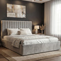 Vertical Small Double Ottoman Storage Bed Light Grey Velvet