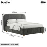 [Double | Dark Grey] Dimensions diagram showing 173cm width and 213cm length with 117.5cm headboard height