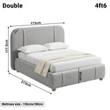 [Double | Grey] Dimensions diagram showing 173cm width and 213cm length with 117.5cm headboard height