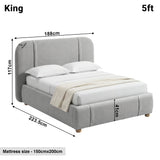 [King | Grey] Dimensions diagram showing 188cm width and 223.5cm length with 117cm headboard height