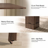 [Walnut] Flip-top extendable dining table details: 1.5cm board, 11 x 11cm heavy-duty leg and anti-slip footpads.
